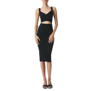 Alice + Olivia Lidia Twist Front Cutout Stretch Cotton Knit Dress Size XS